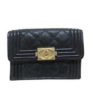 Chanel Boy Chanel Caviar Skin Trifold Wallet